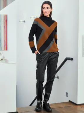 heine Pullover in schwarz-cognac-gemustert
